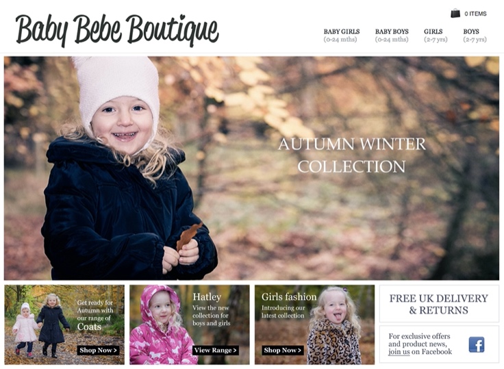 Baby Bebe Boutique homepage