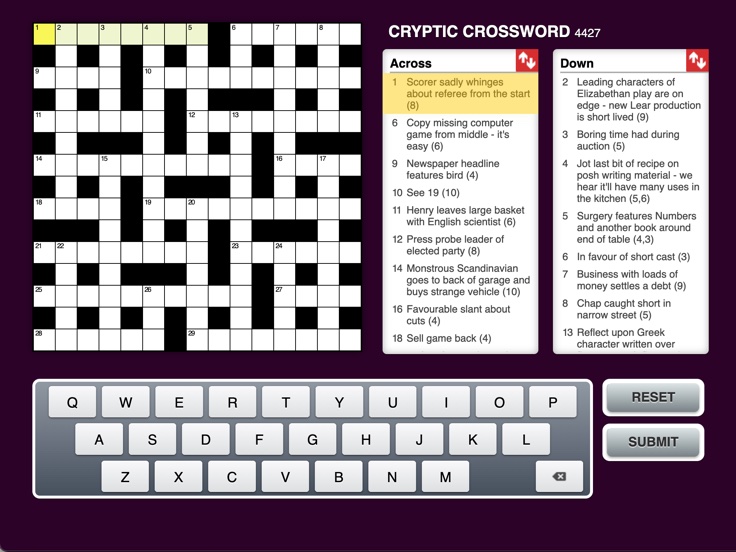 The Times Cryptic Crossword on iPad